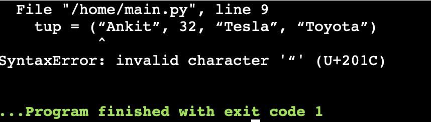 Python tuple Example